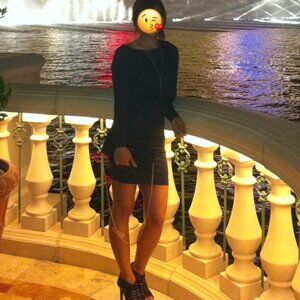 BCBGMaxAzria  Black Asymmetrical one shoulder, bodycon stretchy Mini Dress